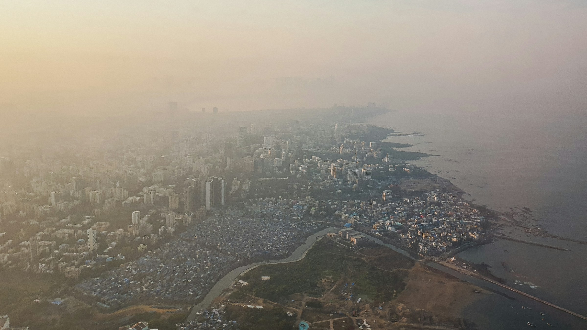 Aerial photograph of Mumbai’s coastline